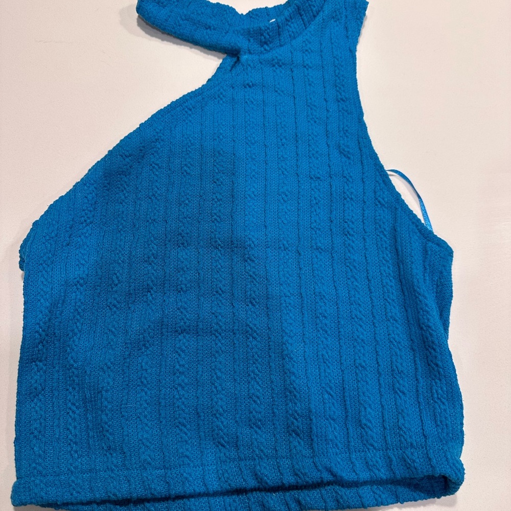 Blue Halter Neck Women's Top